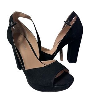 Sun + Stone Black Peep-Toe Heels